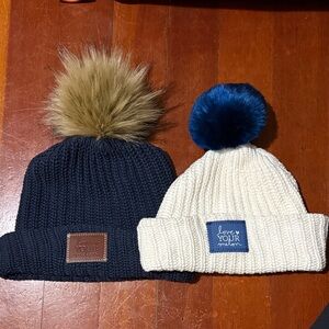 Love Your Melon Knit Beanie with Faux Fur Pom-Pom